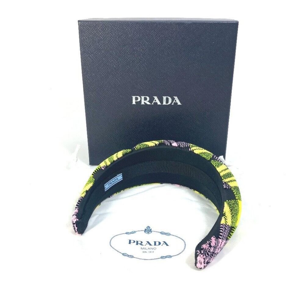 UNUSED PRADA pile triangle logo plate hair accessories hair band headband - Picture 4 of 8